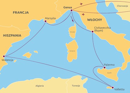 Morze Śródziemne z Sycylią, Sardynią i Balearami